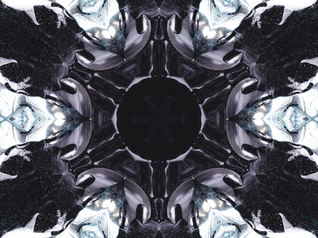 Gothic vibes abstract background in dark blue and black color. Kaleidoscope pattern. Free photo. photo