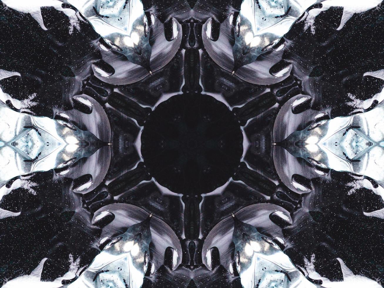 Gothic vibes abstract background in dark blue and black color. Kaleidoscope pattern. Free photo. photo