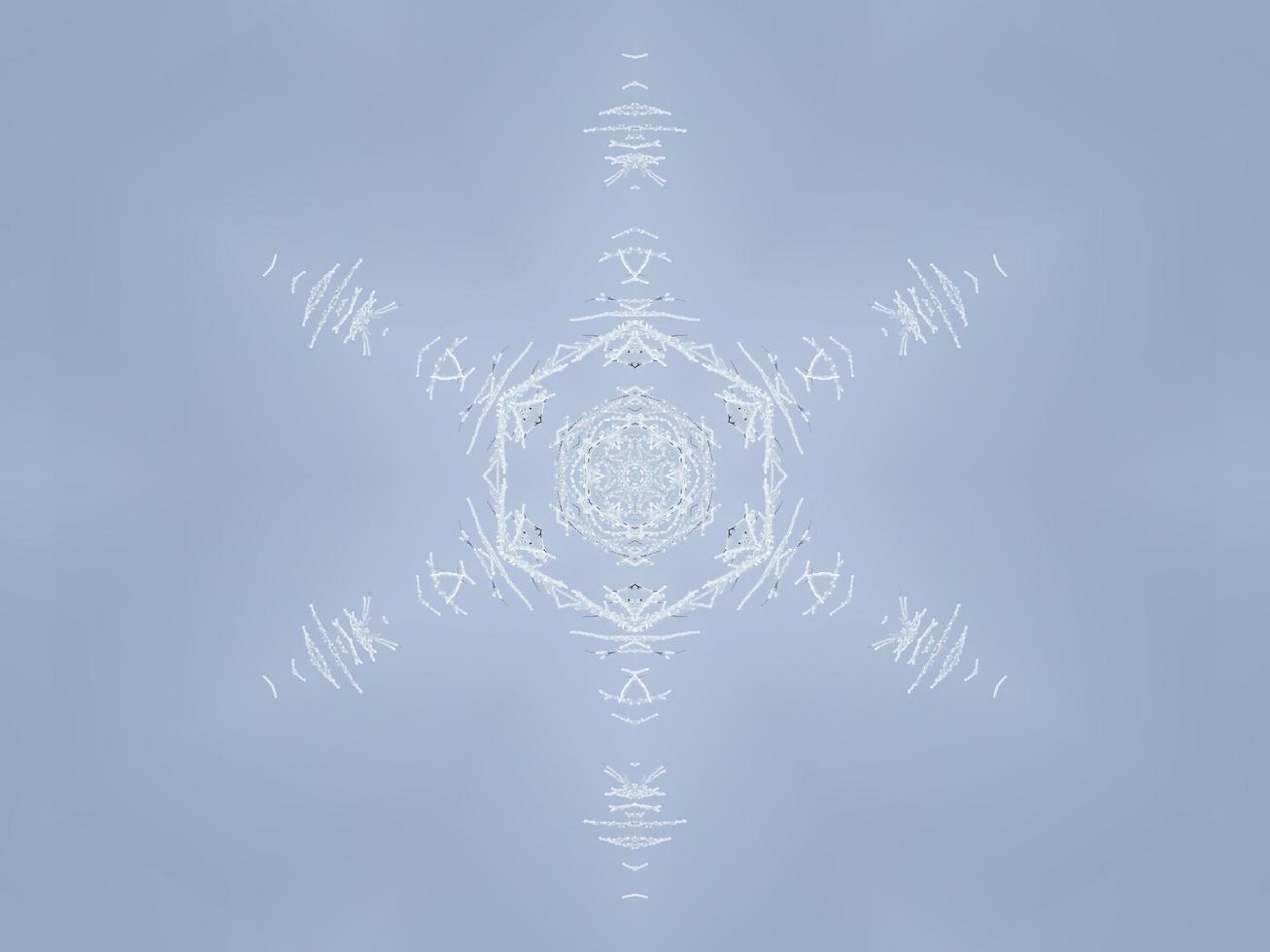 White snow kaleidoscope pattern. Abstract background with winter theme. Free photo. photo