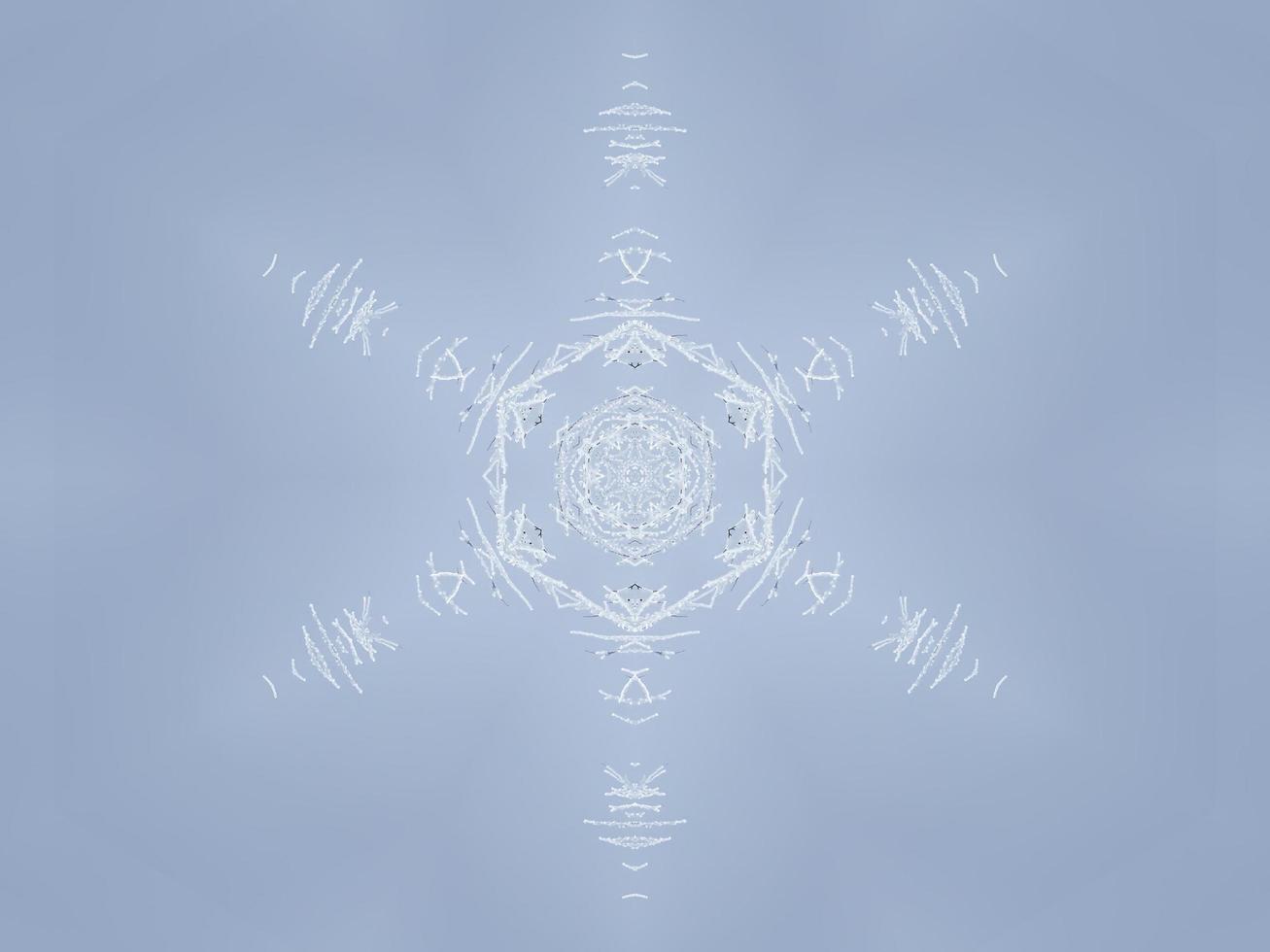 White snow kaleidoscope pattern. Abstract background with winter theme. Free photo. photo