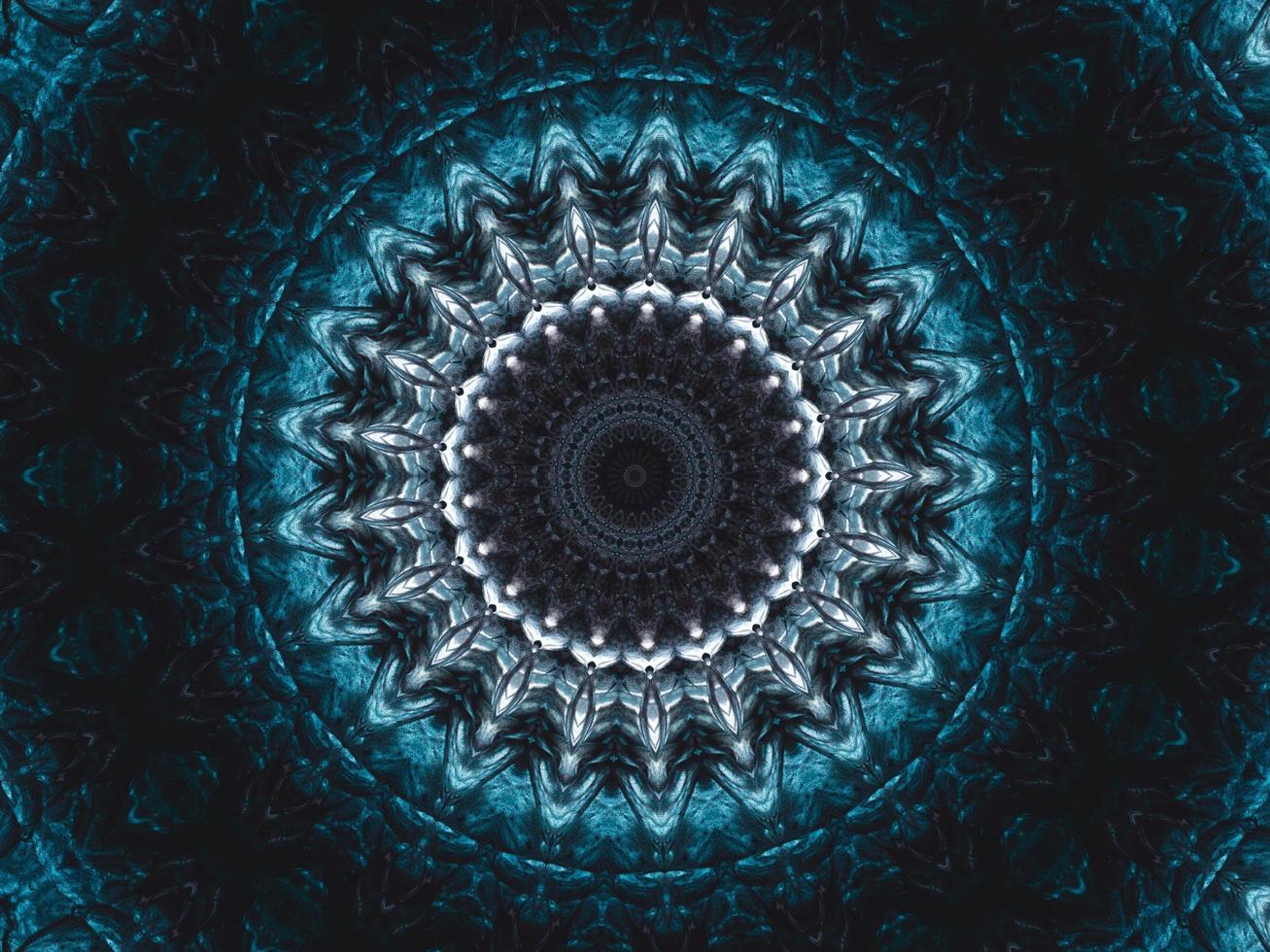 Gothic vibes abstract background in dark blue and black color. Kaleidoscope pattern. Free photo. photo