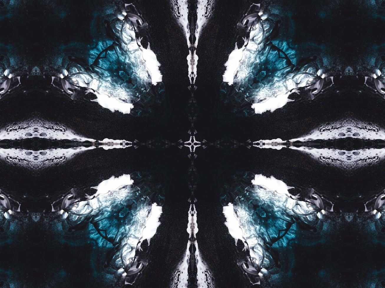 Gothic vibes abstract background in dark blue and black color. Kaleidoscope pattern. Free photo. photo