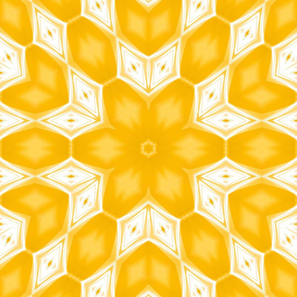 Yellow and white abstract square background. Kaleidoscope pattern. Free background. photo