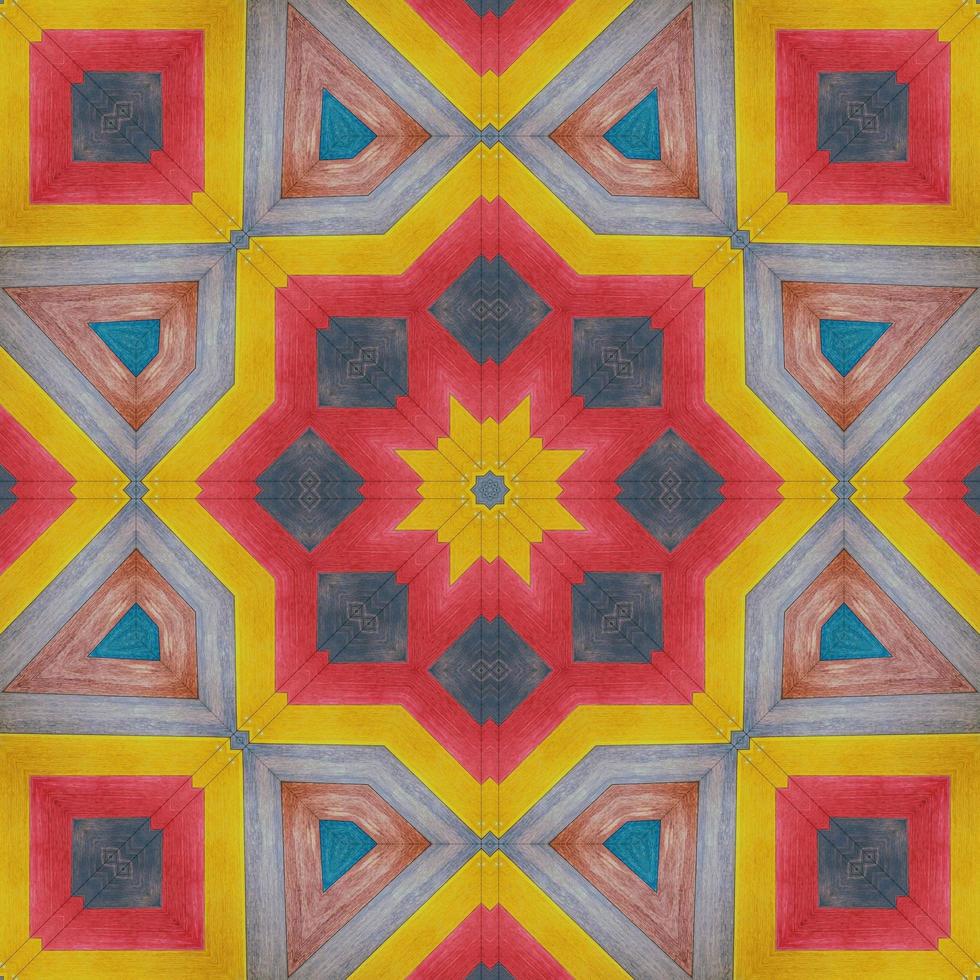 Colorful abstract square background. Kaleidoscope pattern of colorful wooden floor. Free background. photo