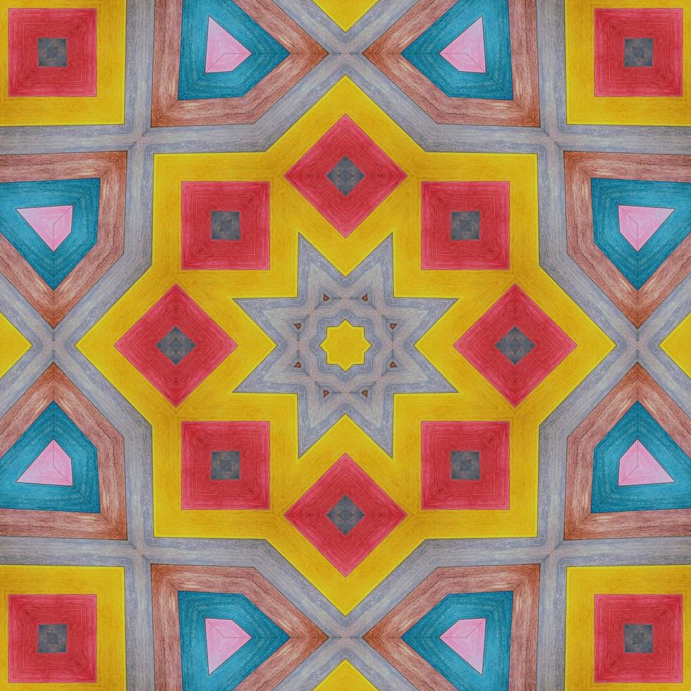 Colorful abstract square background. Kaleidoscope pattern of colorful wooden floor. Free background. photo