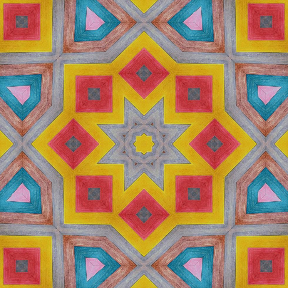 Colorful abstract square background. Kaleidoscope pattern of colorful wooden floor. Free background. photo