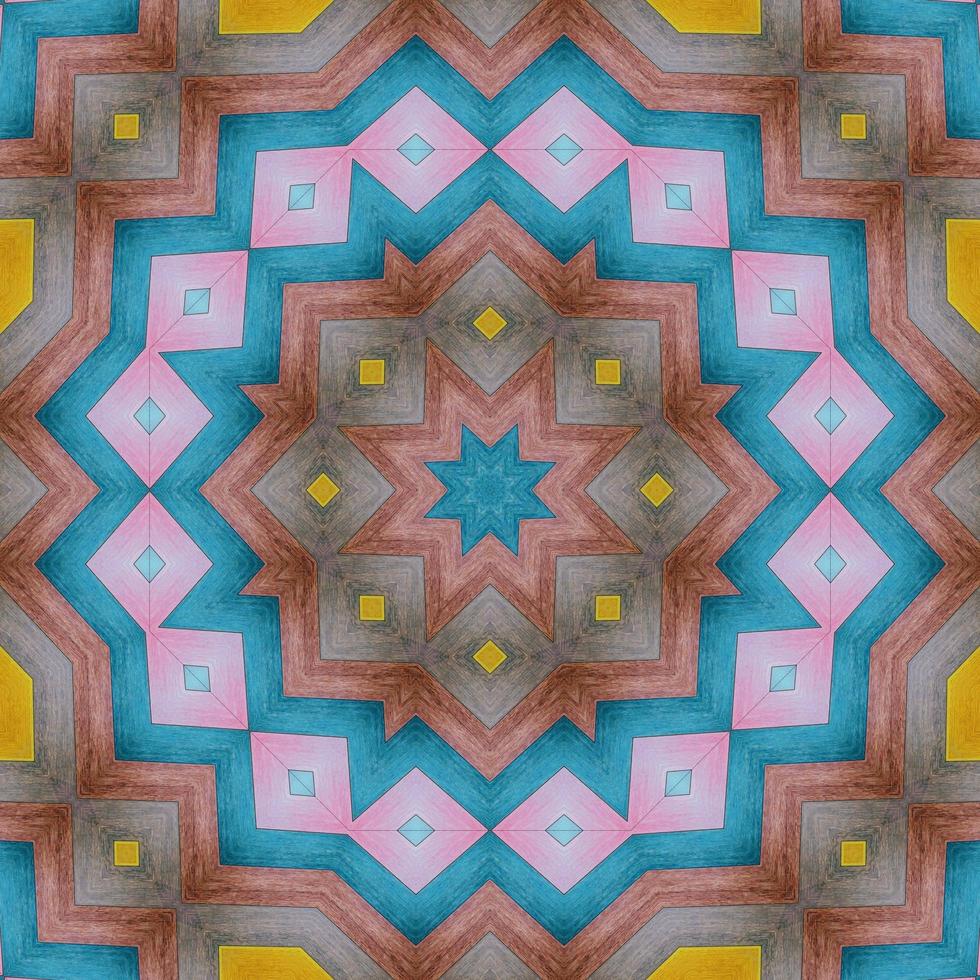Colorful abstract square background. Kaleidoscope pattern of colorful wooden floor. Free background. photo