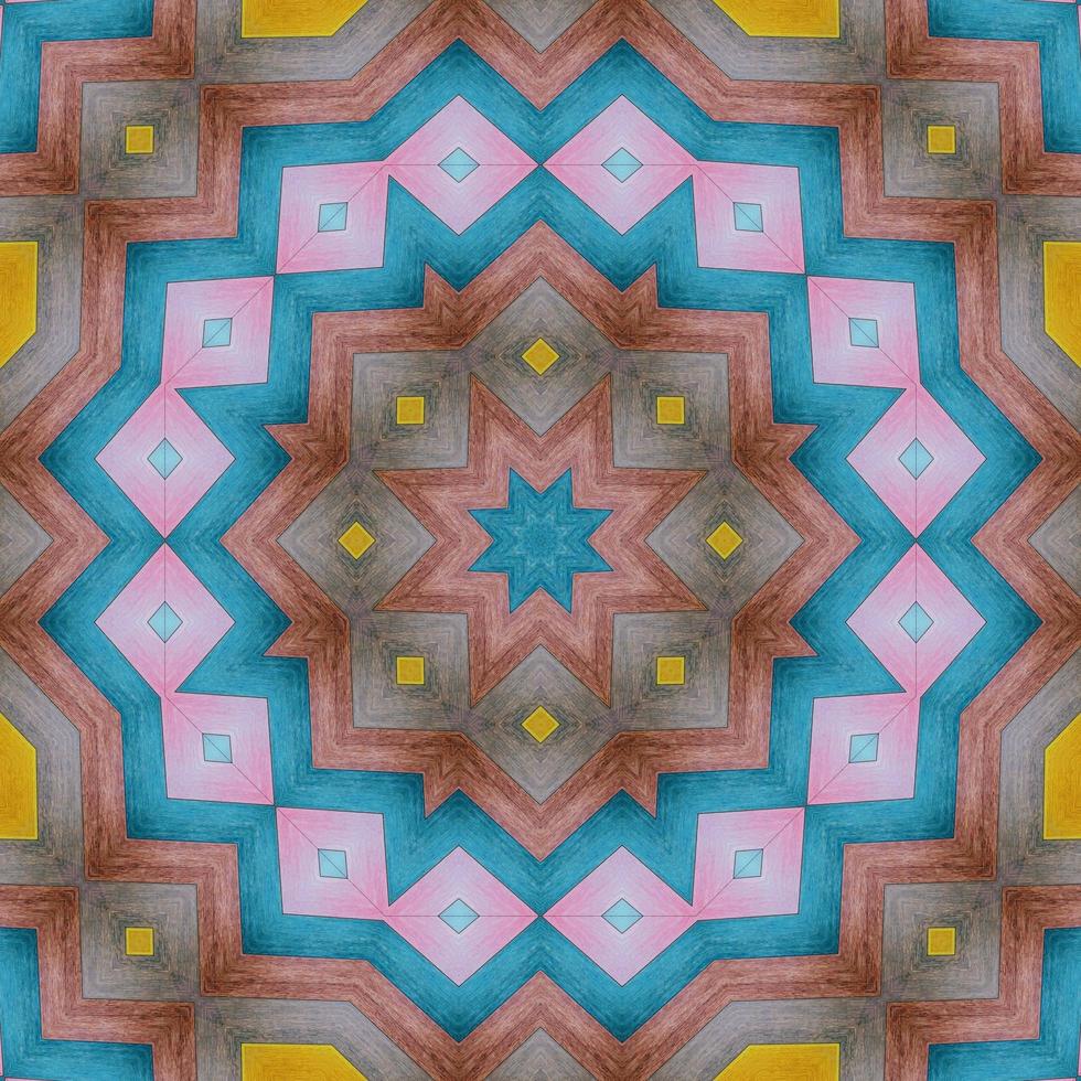 Colorful abstract square background. Kaleidoscope pattern of colorful wooden floor. Free background. photo