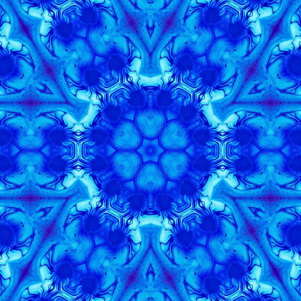 Dark blue abstract square background. Watercolor kaleidoscope pattern. Free background. photo