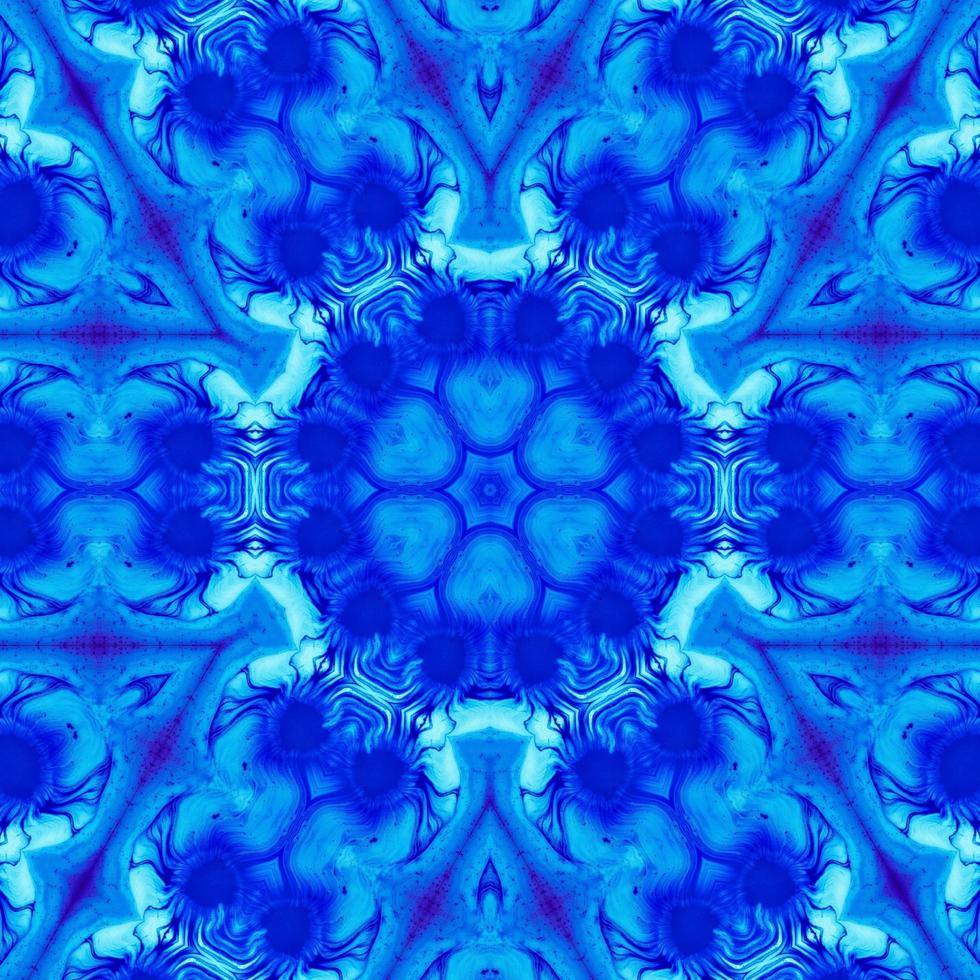 fondo cuadrado abstracto azul oscuro. patrón de caleidoscopio de acuarela. fondo libre. foto