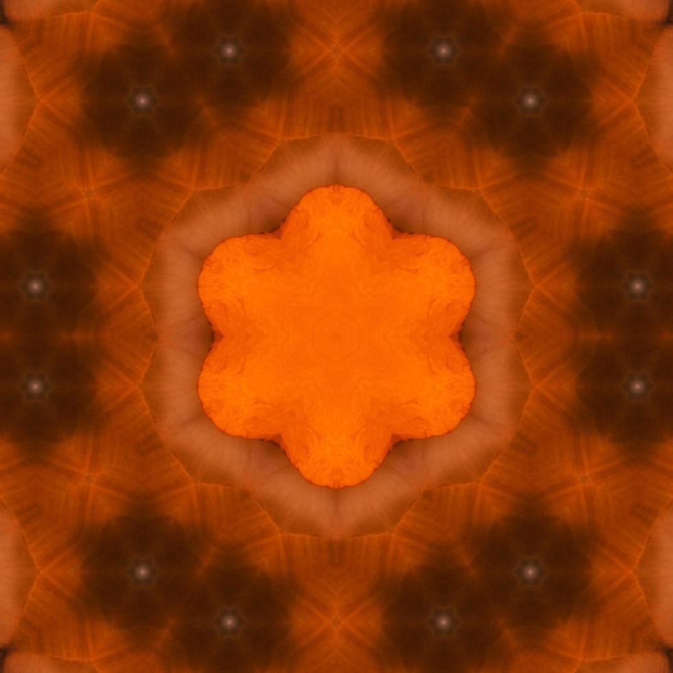 fondo cuadrado abstracto naranja. patrón de caleidoscopio del desierto. fondo libre. foto