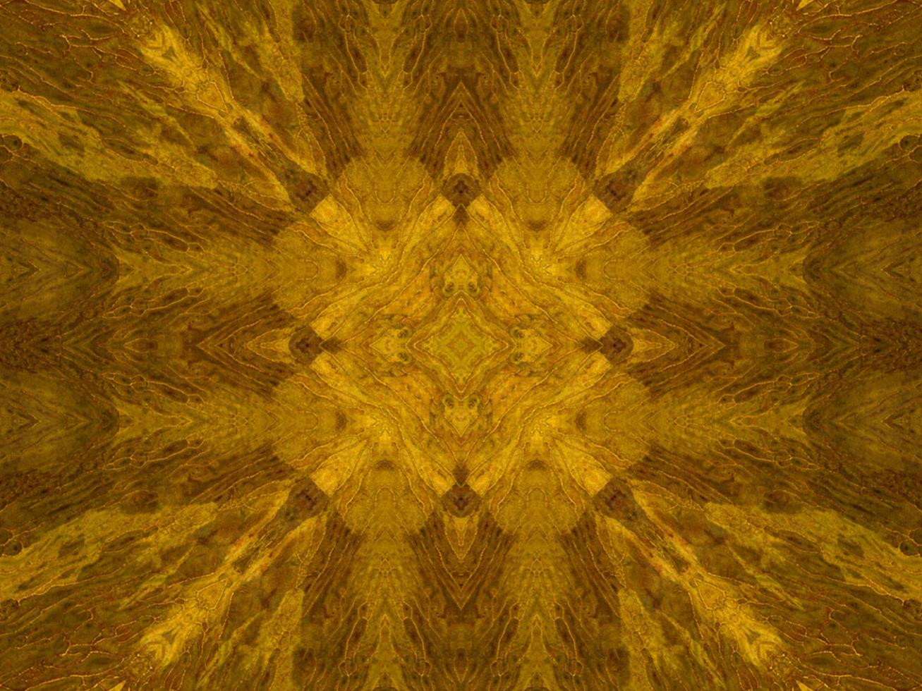 Reflection of colorful flowers in kaleidoscope pattern. Yellow and blue abstract background. Free photo. photo