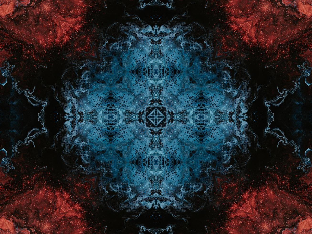 Colorful floral reflection kaleidoscope pattern. Abstract background. Free photo. photo