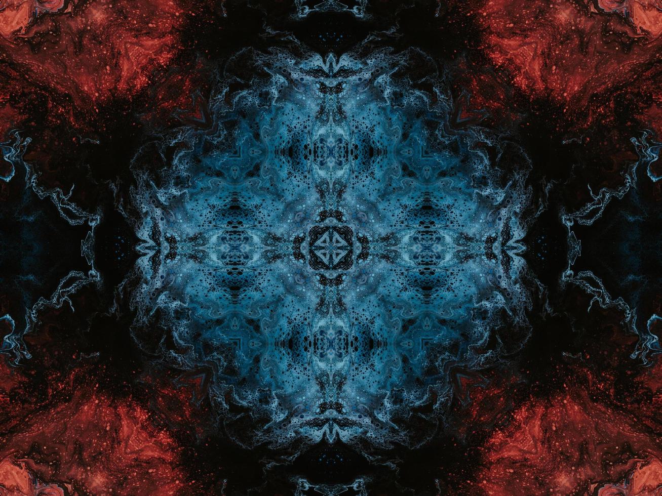 Colorful floral reflection kaleidoscope pattern. Abstract background. Free photo. photo