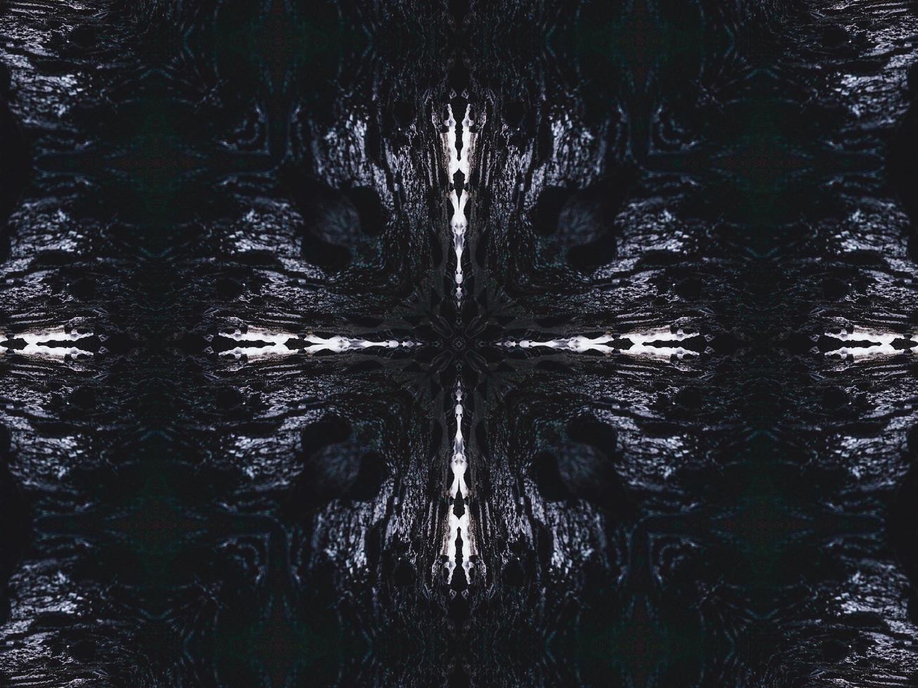 Gothic vibes abstract background in dark blue and black color. Kaleidoscope pattern. Free photo. photo