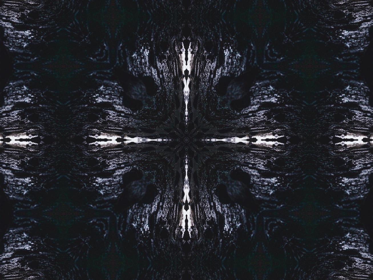 Gothic vibes abstract background in dark blue and black color. Kaleidoscope pattern. Free photo. photo