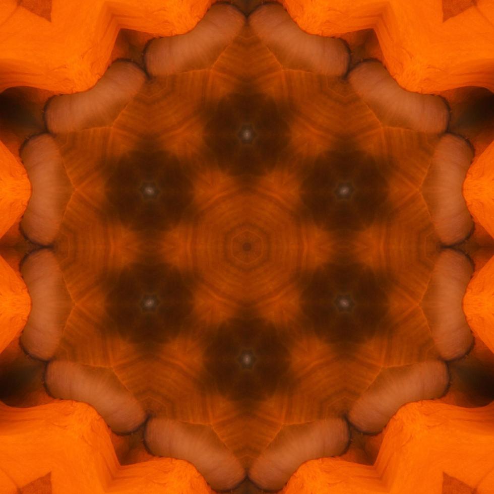 Orange abstract square background. Kaleidoscope pattern of desert. Free background. photo