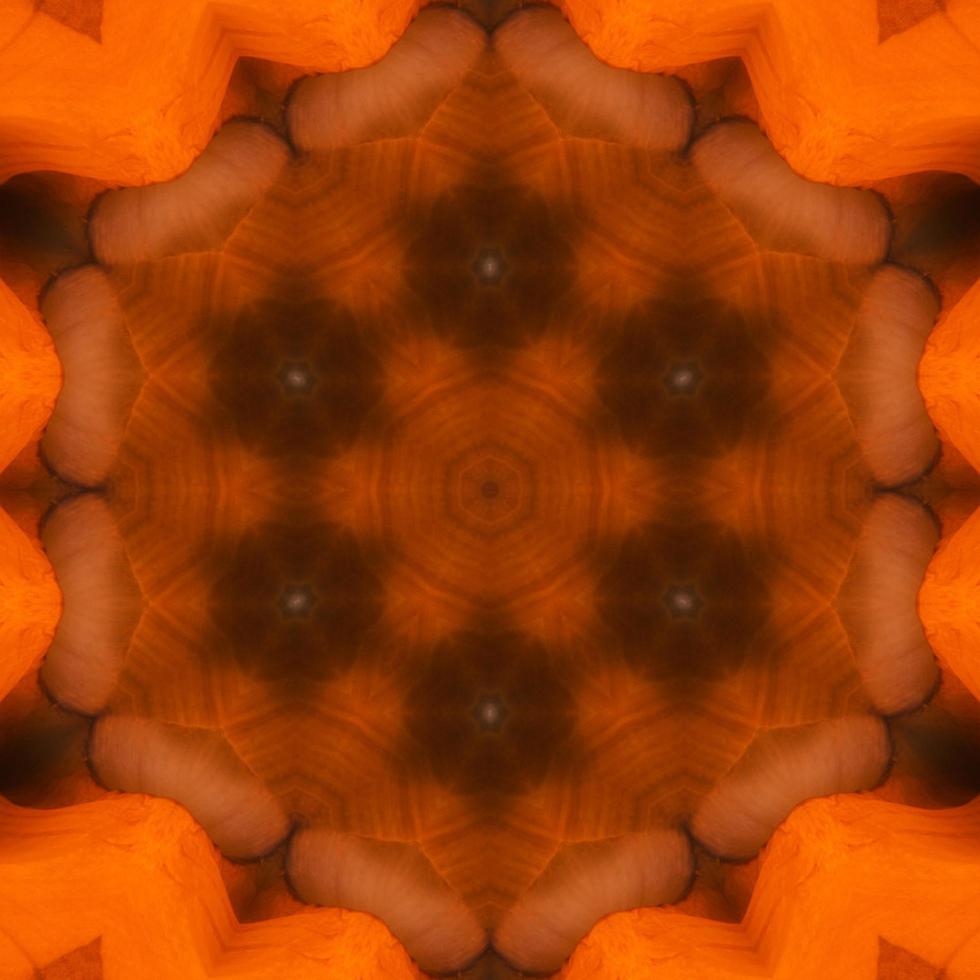 Orange abstract square background. Kaleidoscope pattern of desert. Free background. photo