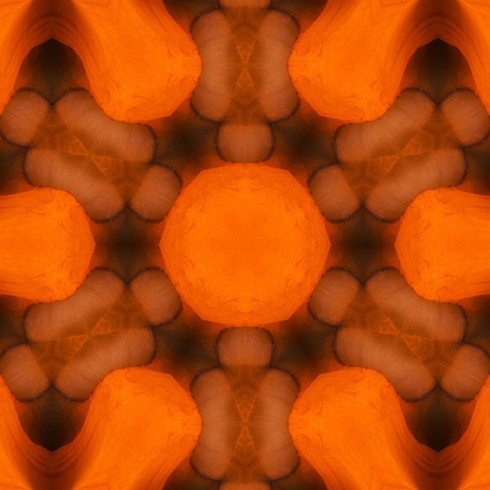 fondo cuadrado abstracto naranja. patrón de caleidoscopio del desierto. fondo libre. foto