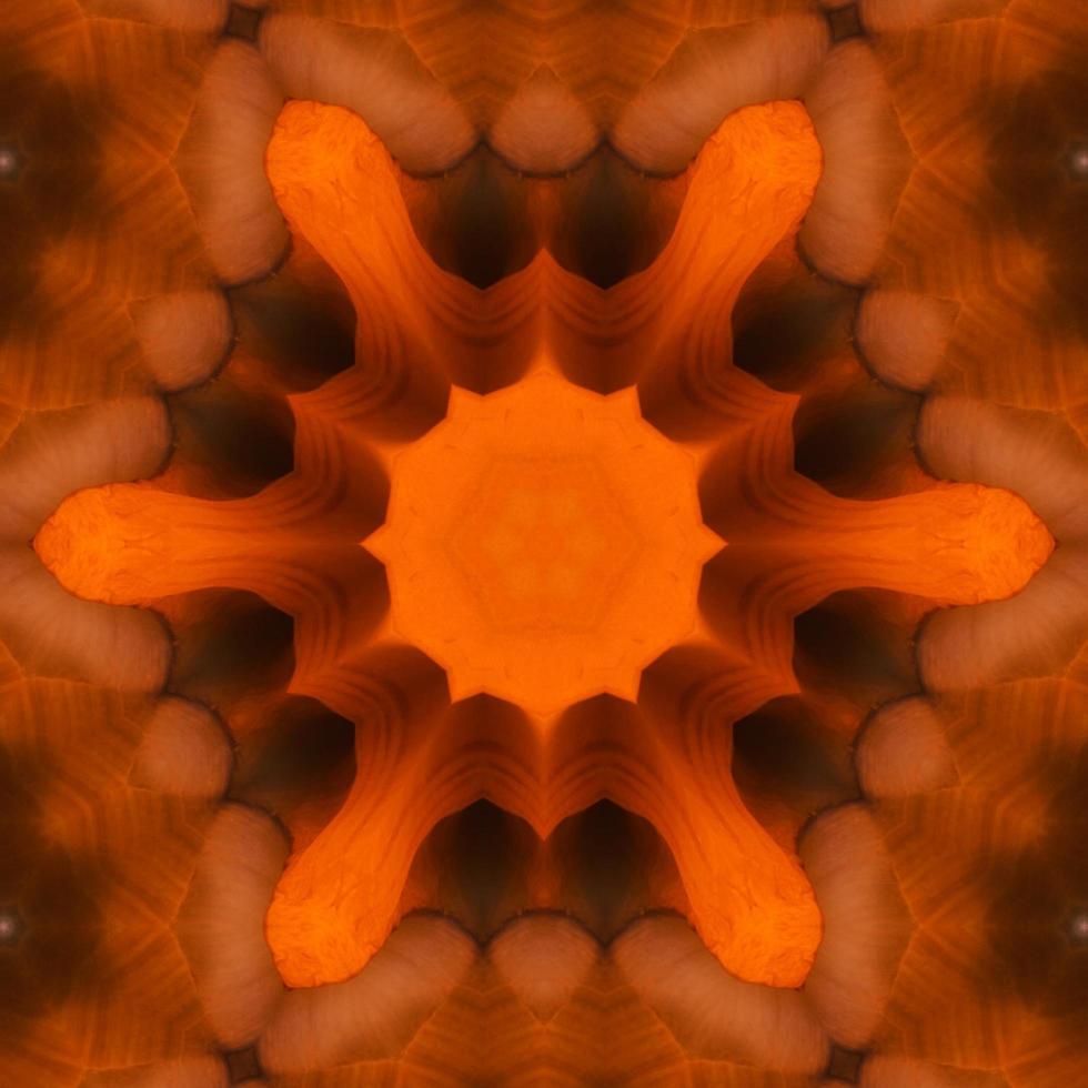Orange abstract square background. Kaleidoscope pattern of desert. Free background. photo