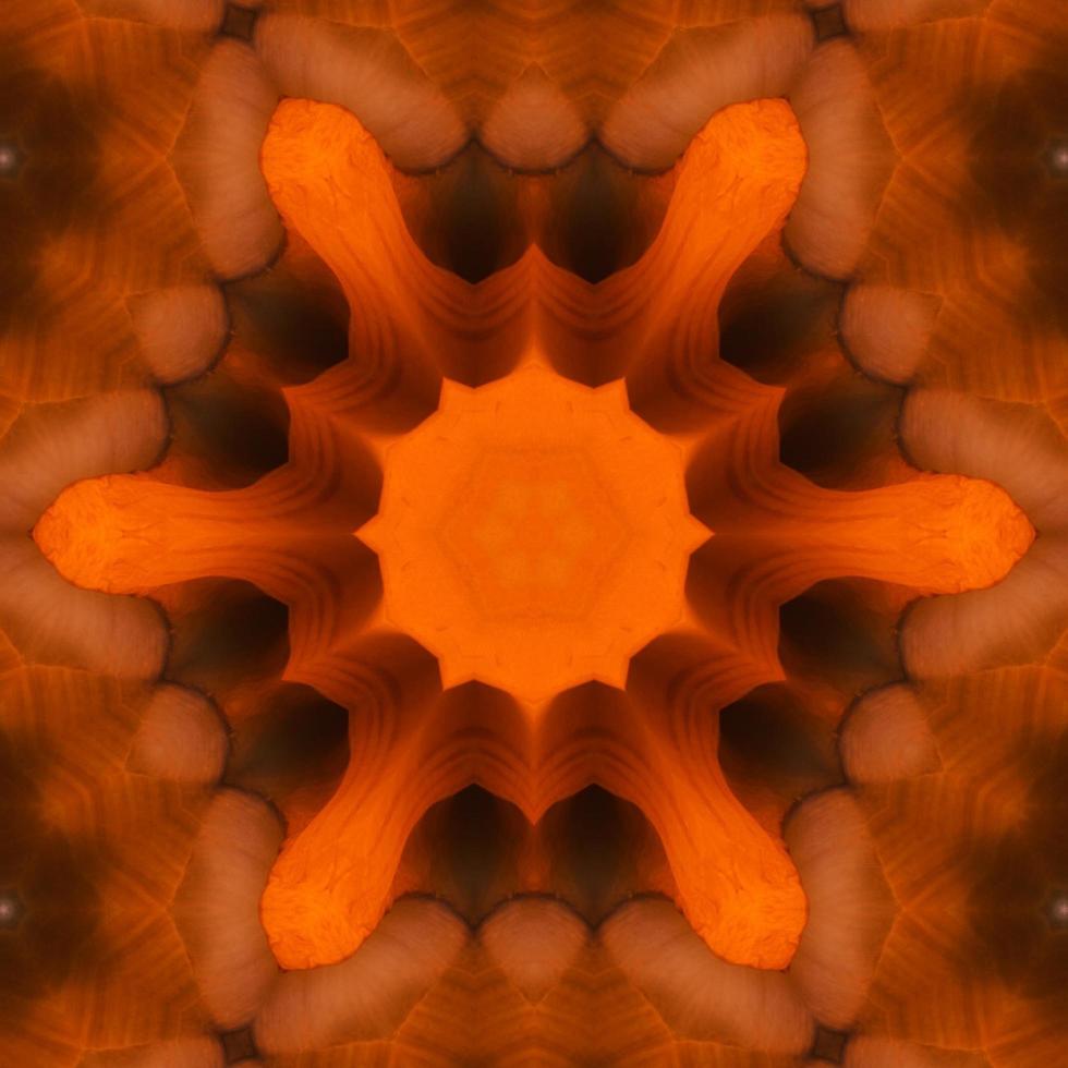 Orange abstract square background. Kaleidoscope pattern of desert. Free background. photo