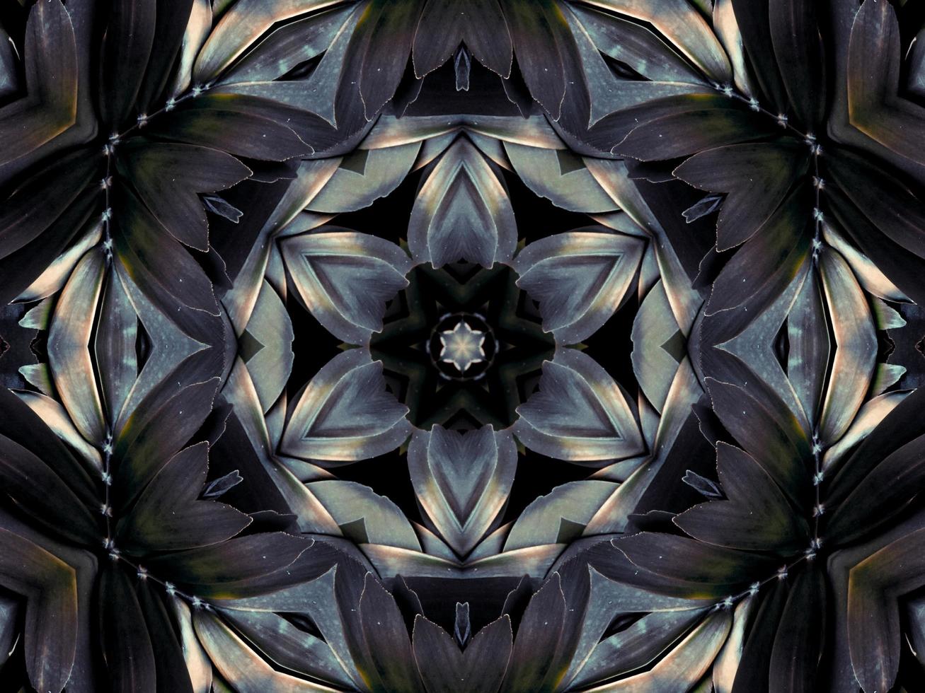 Black and white kaleidoscope pattern. Abstract background. Free photo. photo