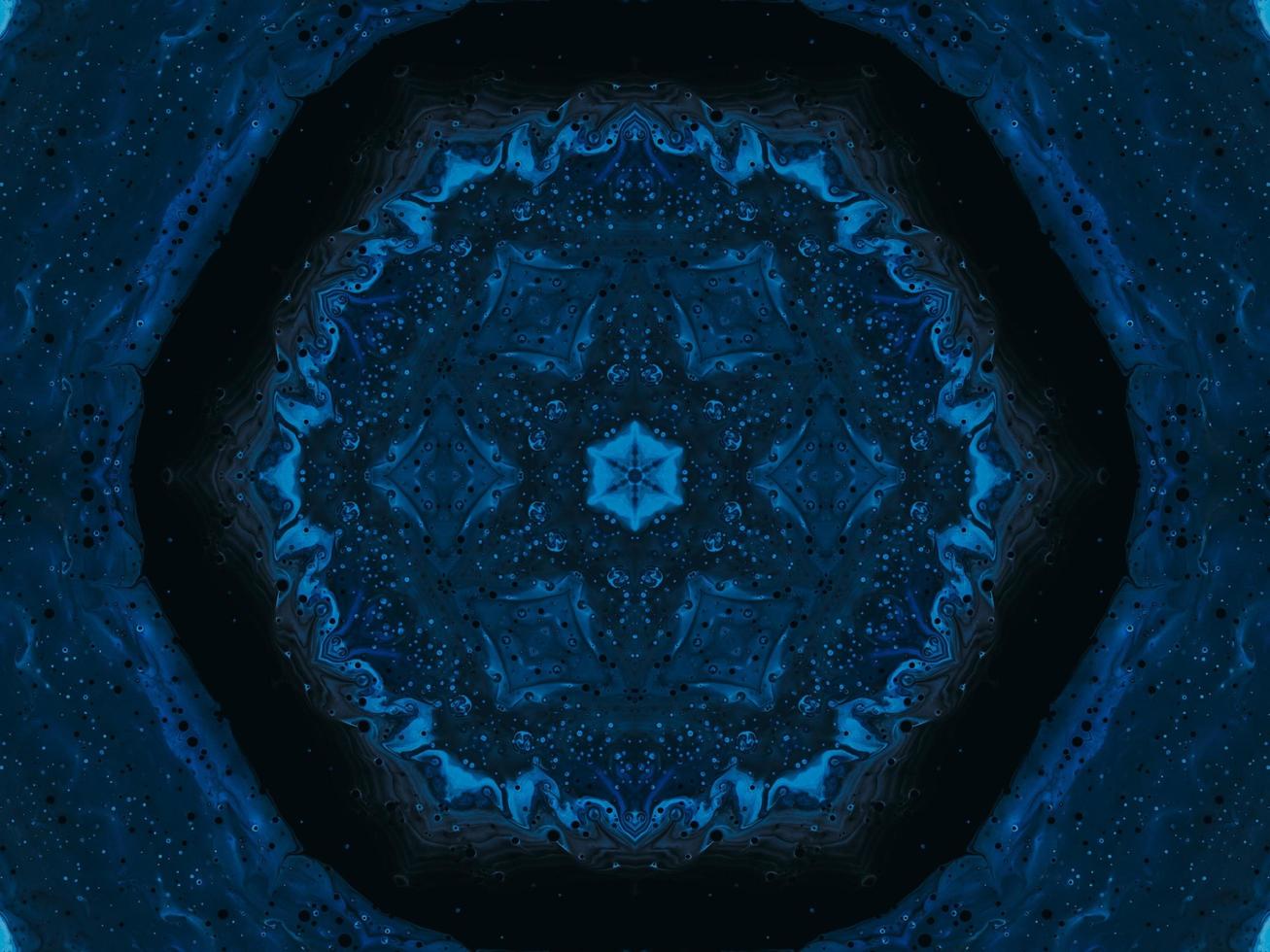 Frozen dark blue sea kaleidoscope pattern. Abstract background. Free photo. photo