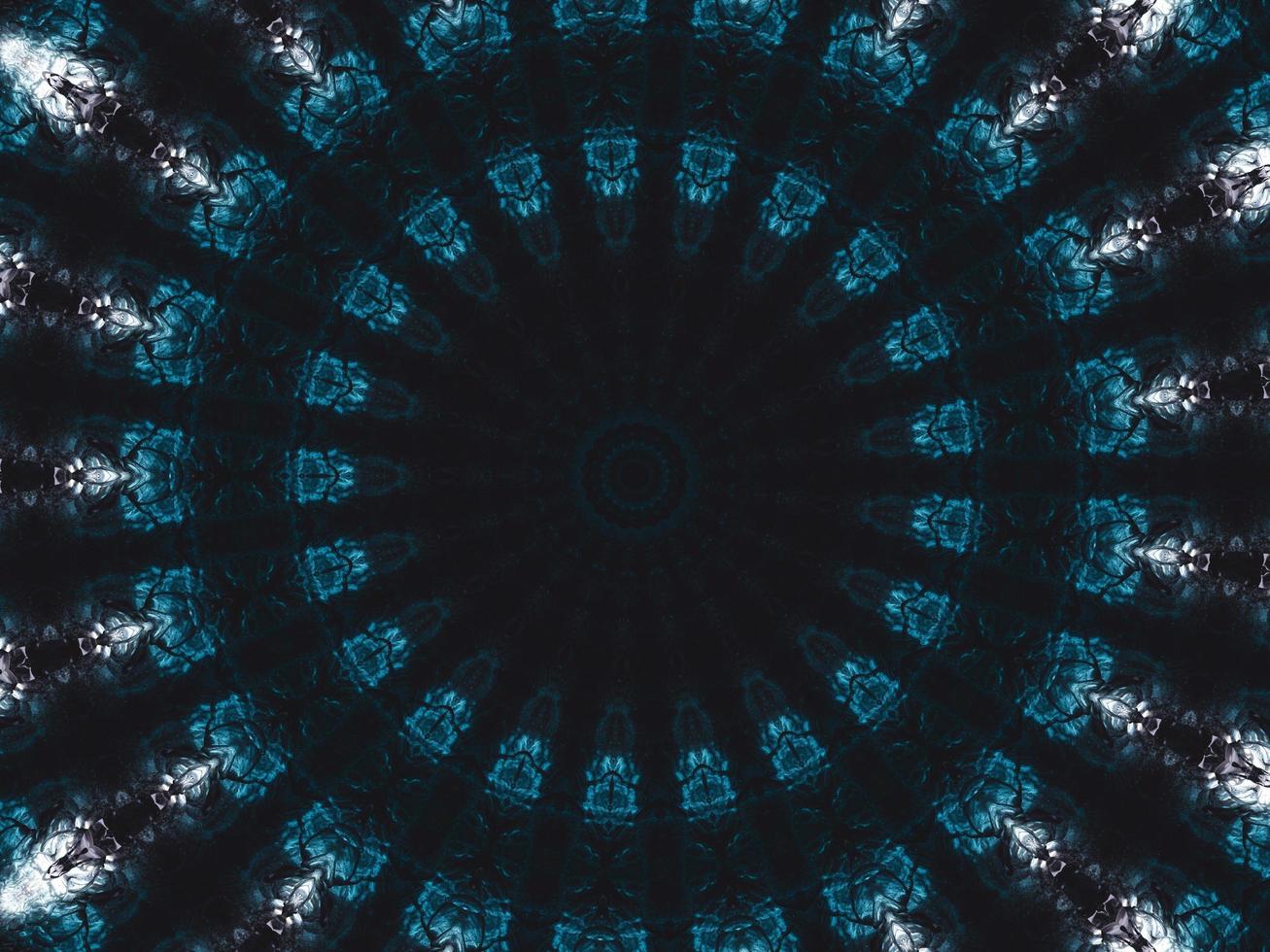 Gothic vibes abstract background in dark blue and black color. Kaleidoscope pattern. Free photo. photo