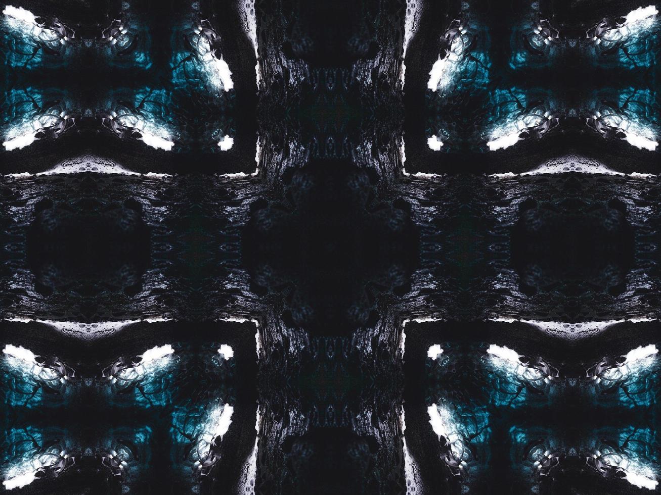 Gothic vibes abstract background in dark blue and black color. Kaleidoscope pattern. Free photo. photo