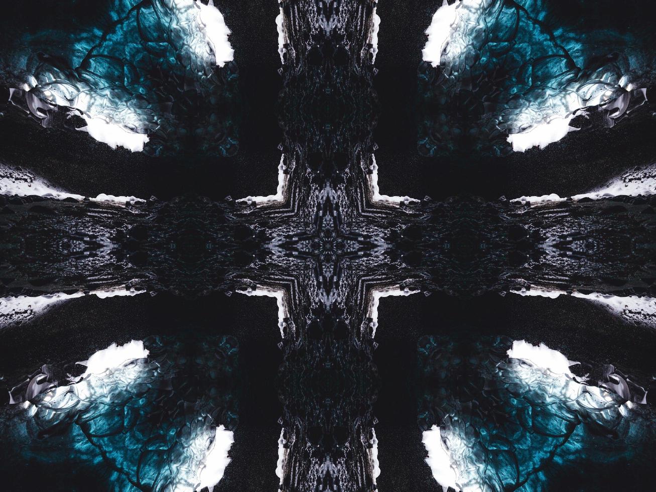 Gothic vibes abstract background in dark blue and black color. Kaleidoscope pattern. Free photo. photo