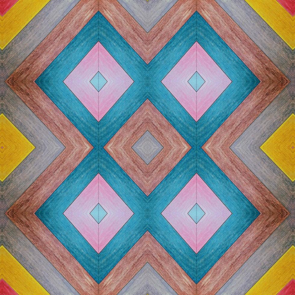 Colorful abstract square background. Kaleidoscope pattern of colorful wooden floor. Free background. photo