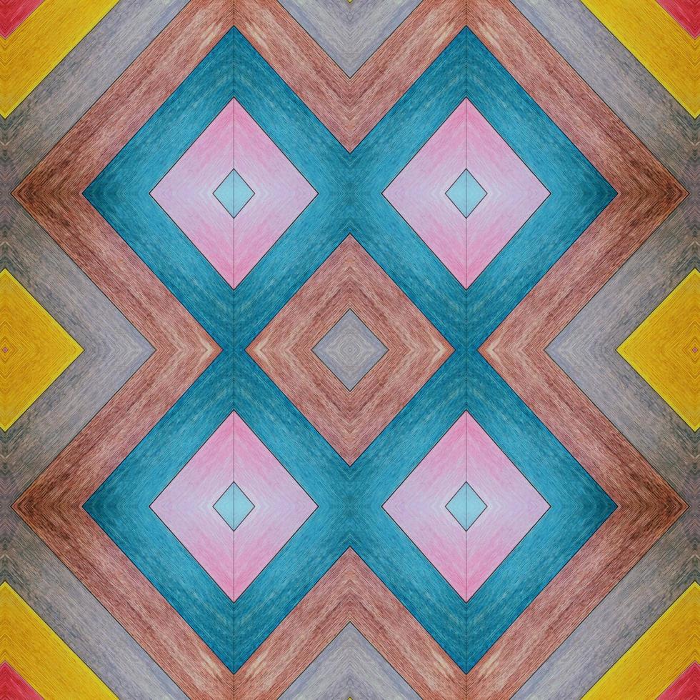 Colorful abstract square background. Kaleidoscope pattern of colorful wooden floor. Free background. photo