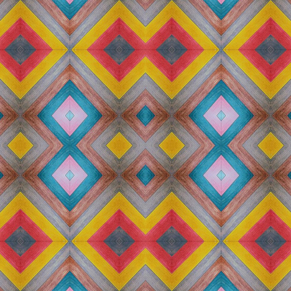Colorful abstract square background. Kaleidoscope pattern of colorful wooden floor. Free background. photo
