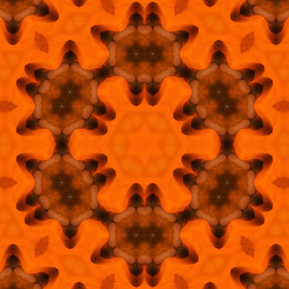 Orange abstract square background. Kaleidoscope pattern of desert. Free background. photo