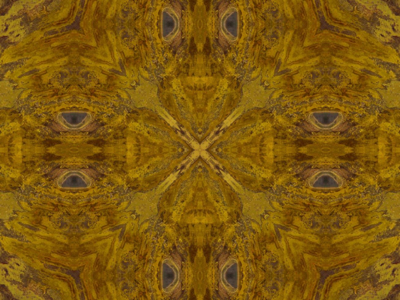 Reflection of colorful flowers in kaleidoscope pattern. Yellow and blue abstract background. Free photo. photo