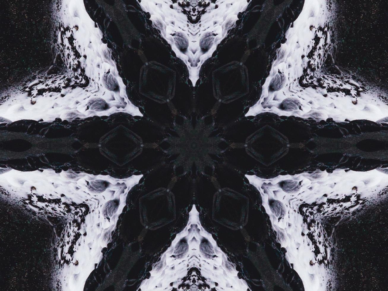 Gothic vibes abstract background in dark blue and black color. Kaleidoscope pattern. Free photo. photo