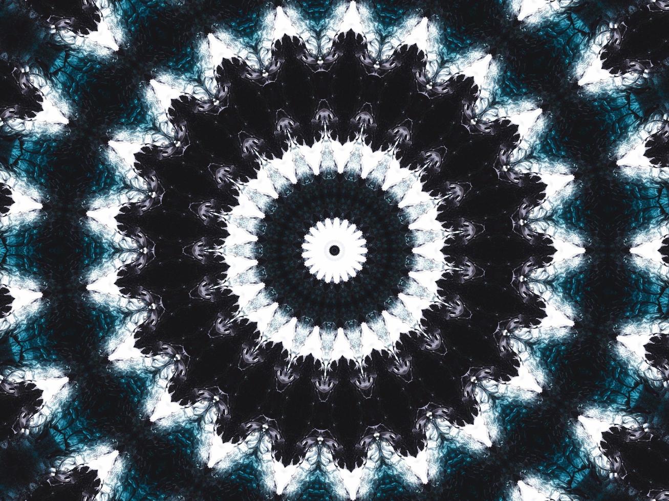 Gothic vibes abstract background in dark blue and black color. Kaleidoscope pattern. Free photo. photo