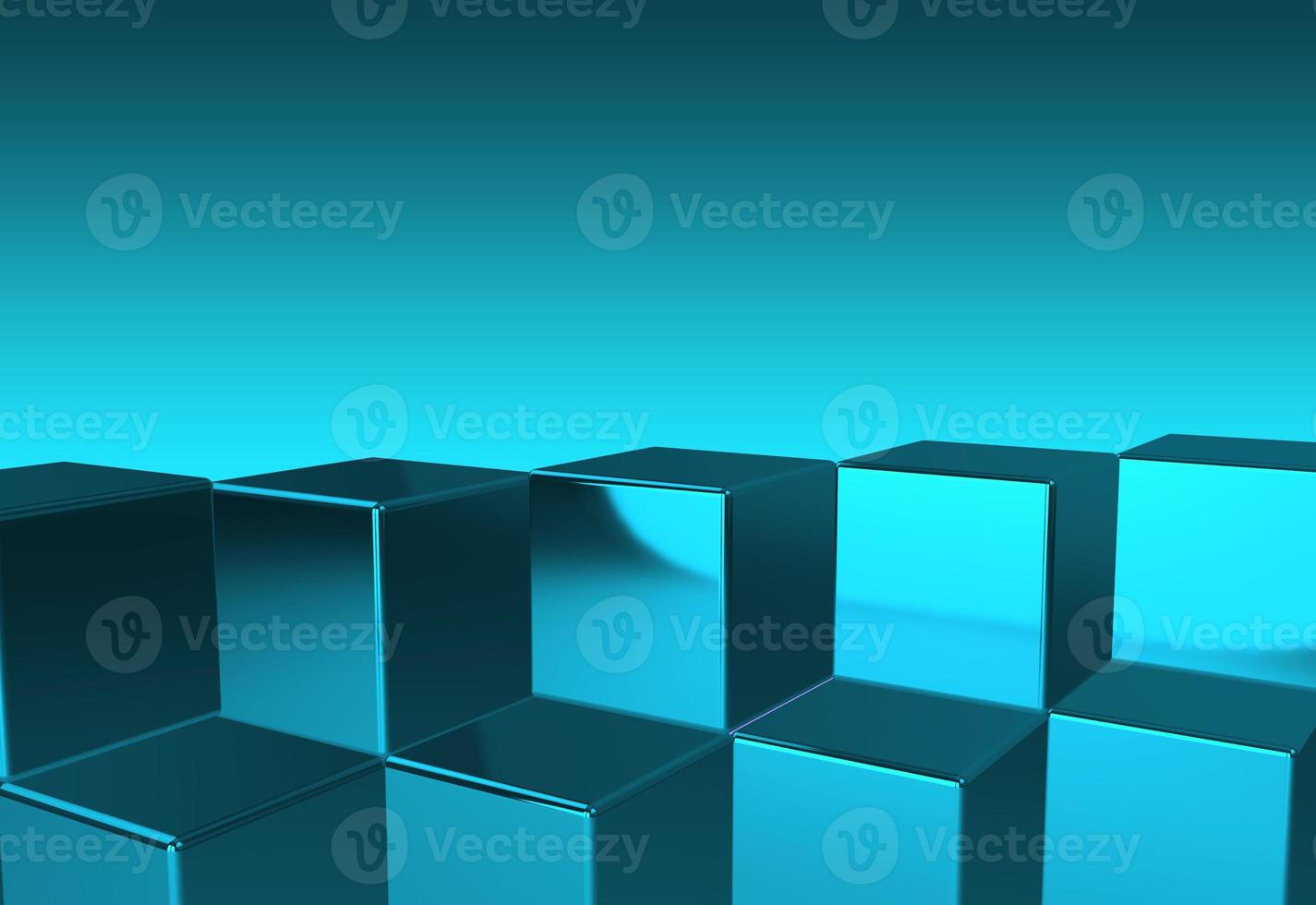 abstract blue cubes, 3D rendering, glossy, shining cubes. Metallic boxes, abstract background photo