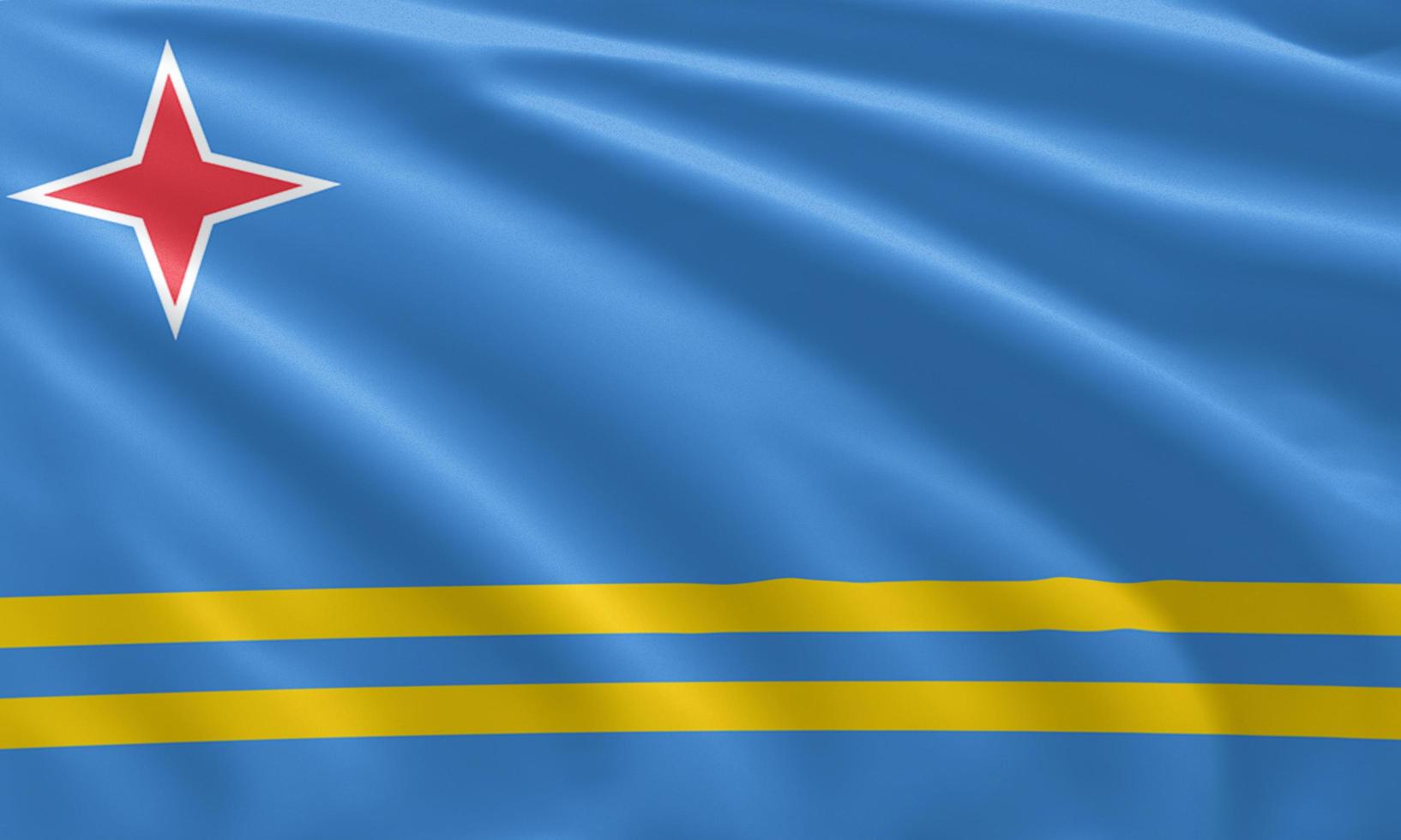 close up waving flag of Aruba photo