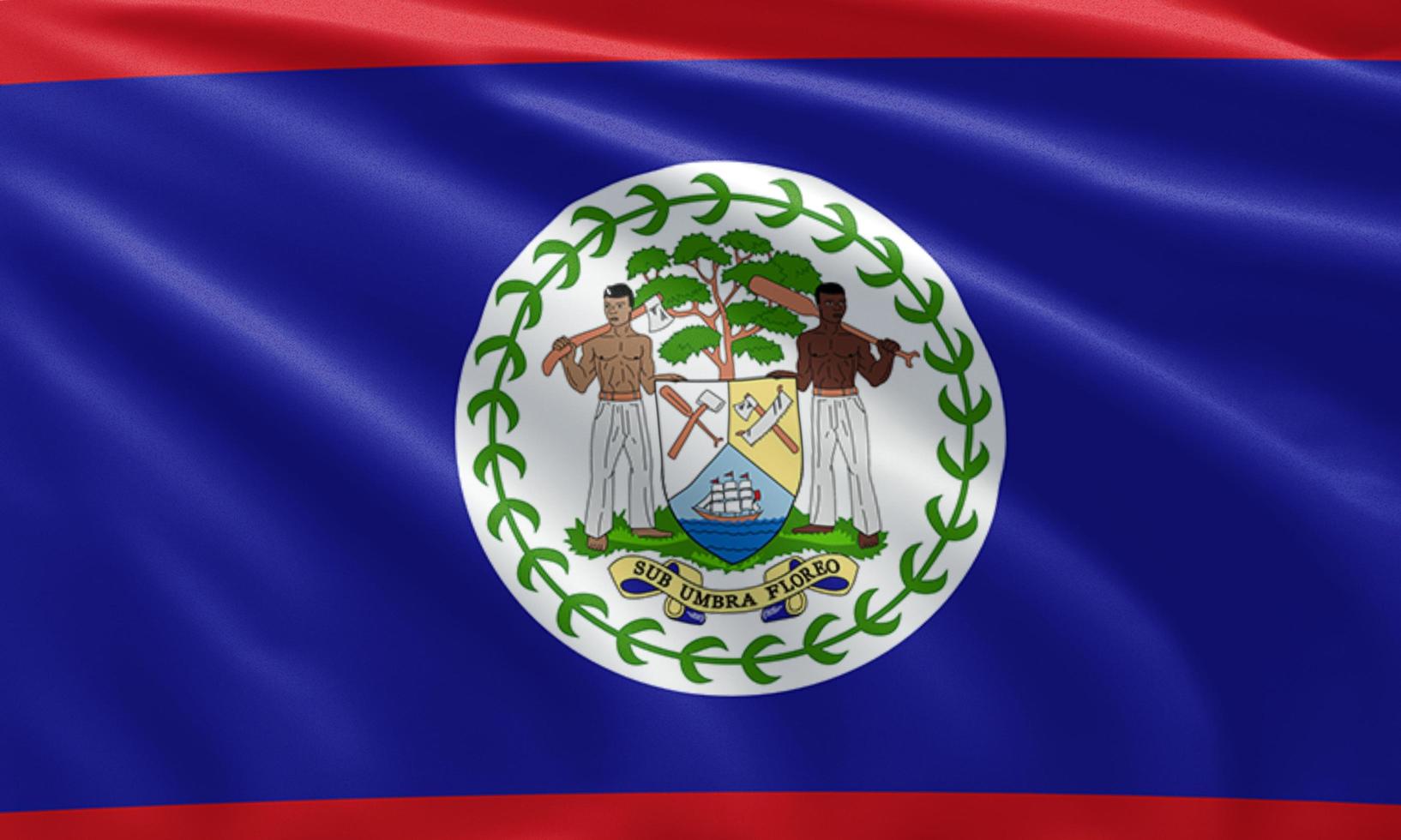 close up waving flag of Belize photo