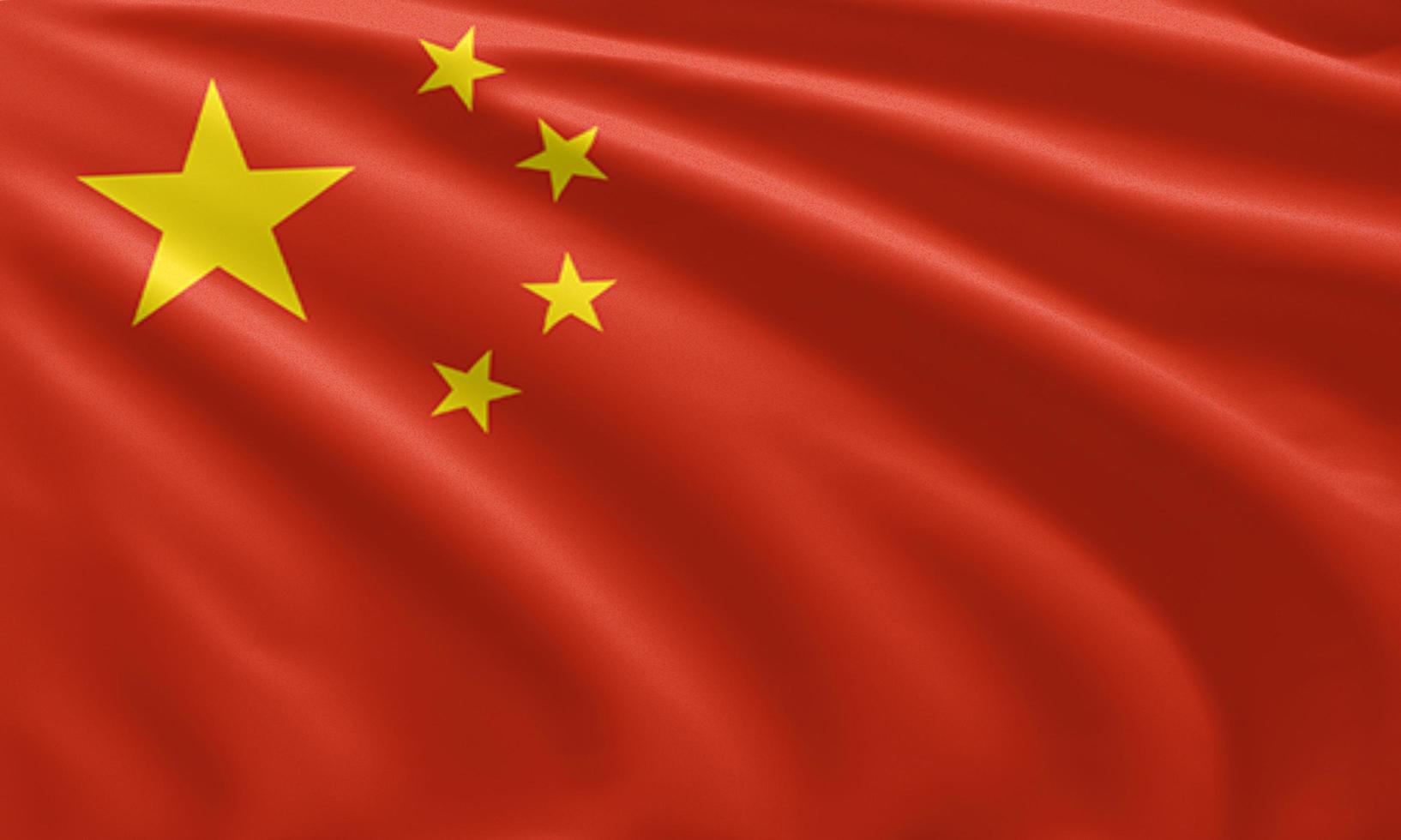 close up waving flag of China photo