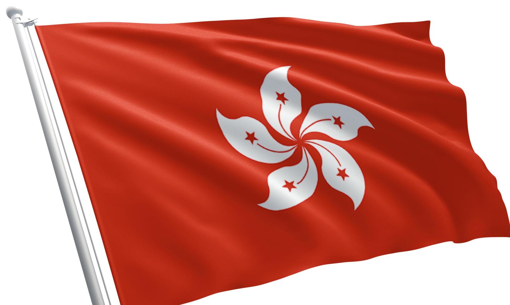 close up waving flag of Hong Kong photo