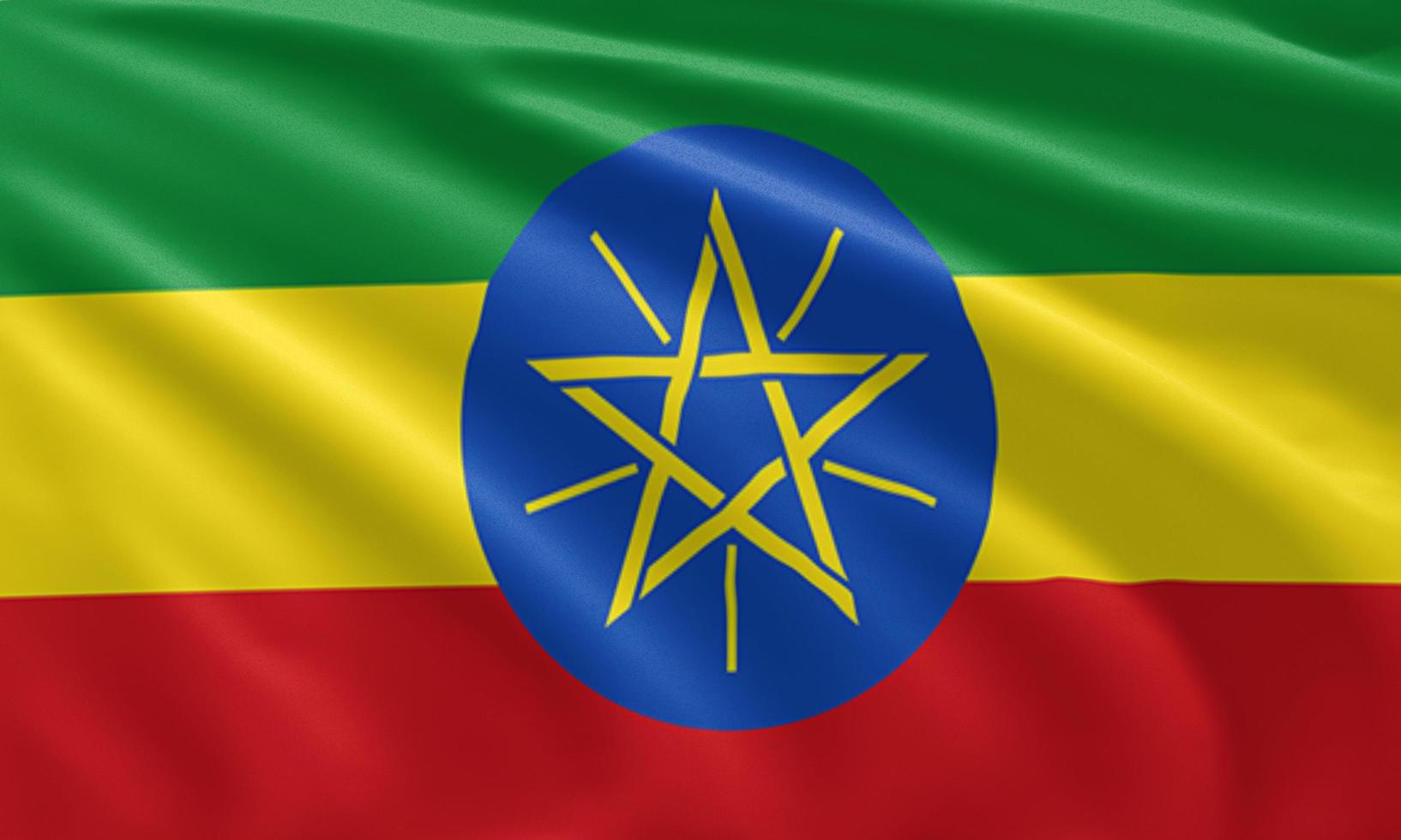 close up waving flag of Ethiopia photo