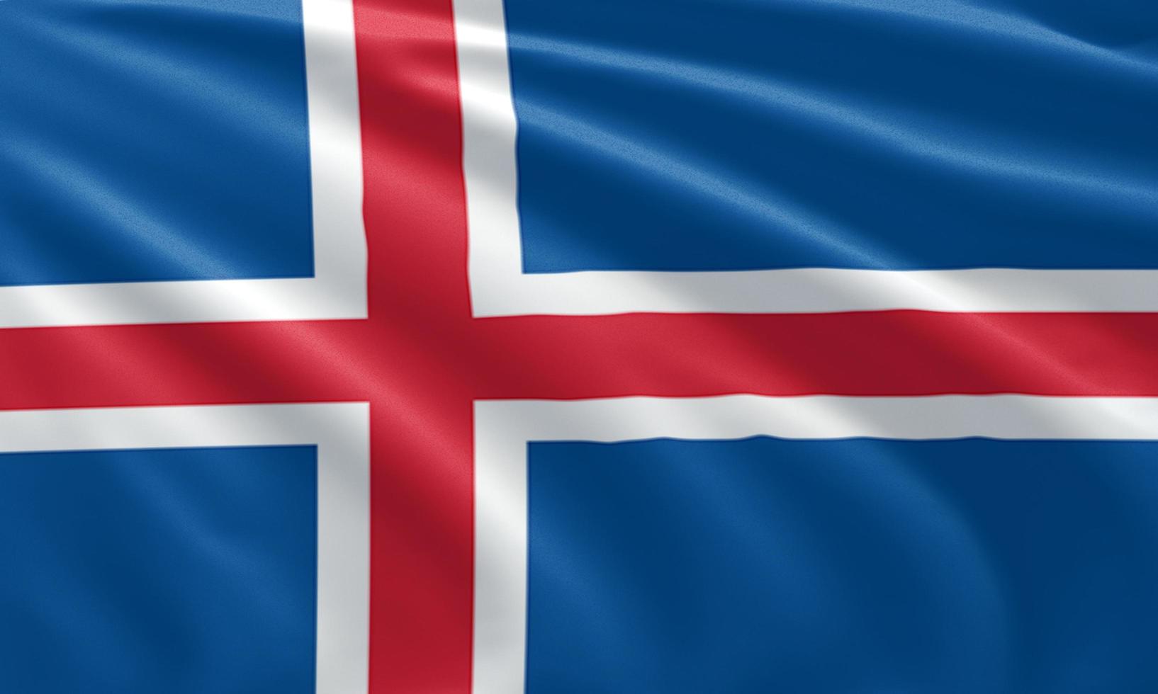 close up waving flag of Iceland photo
