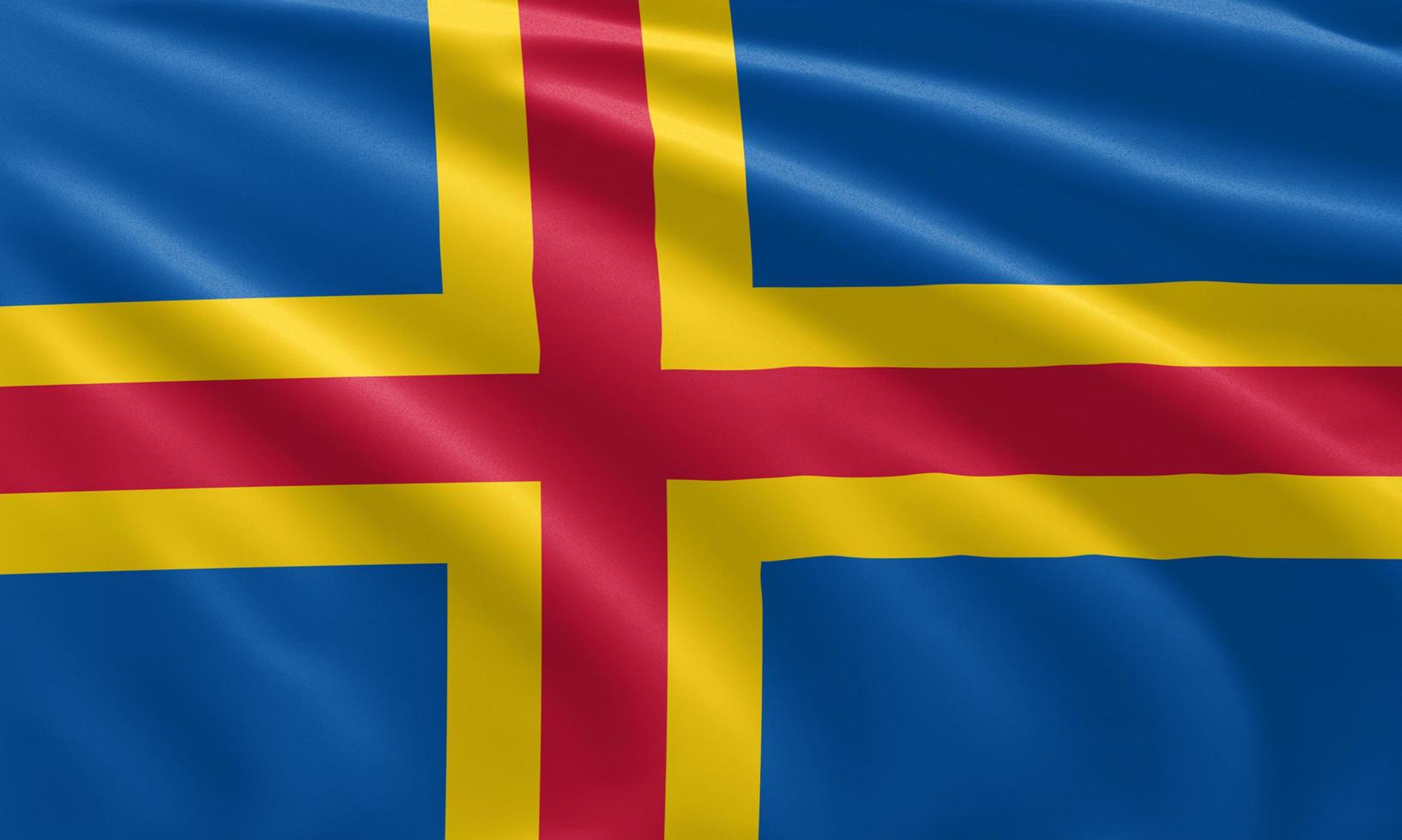 close up waving flag of Aland Island photo