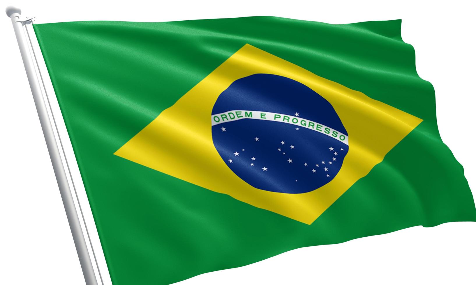 close up waving flag of Brazil photo