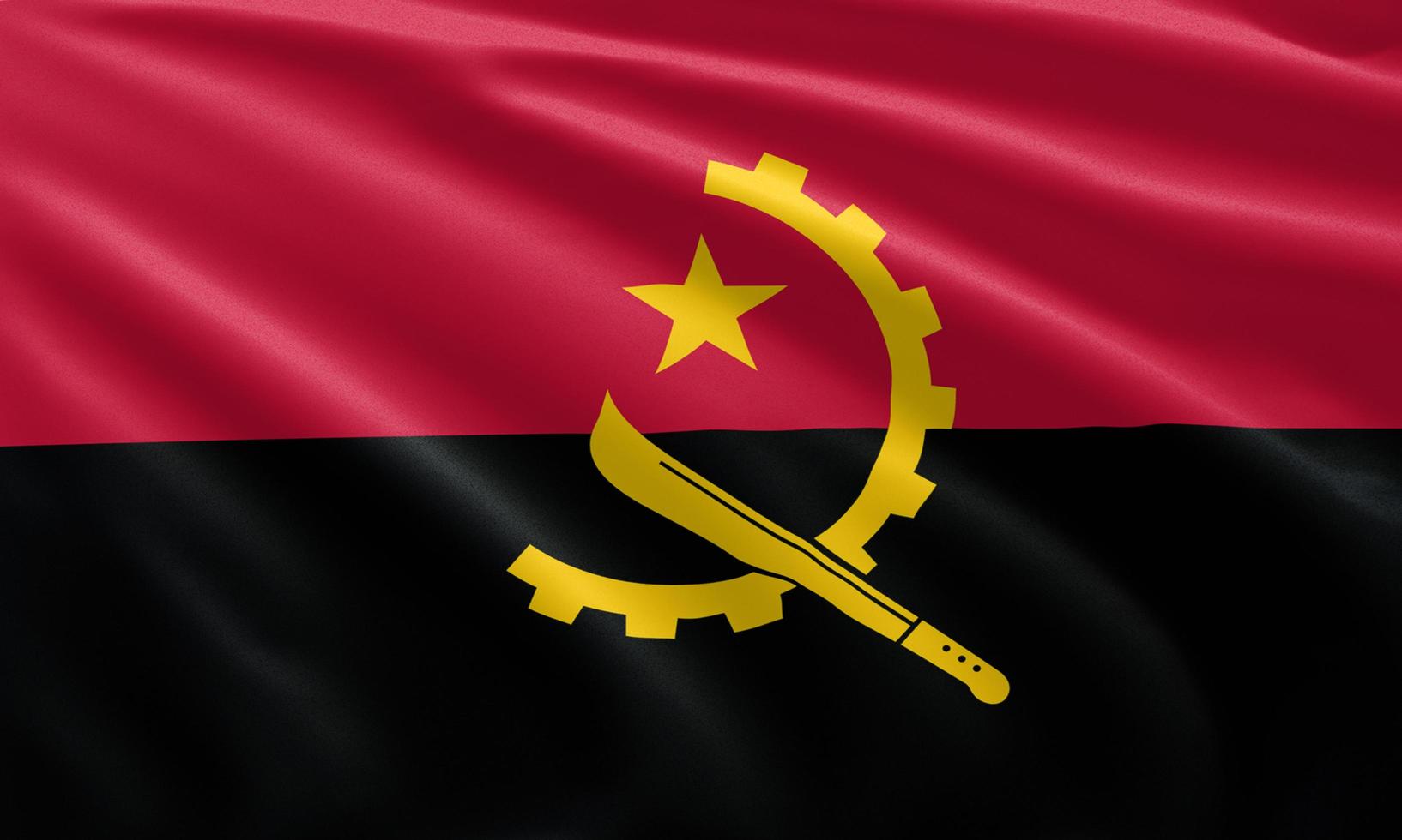 close up waving flag of Angola photo