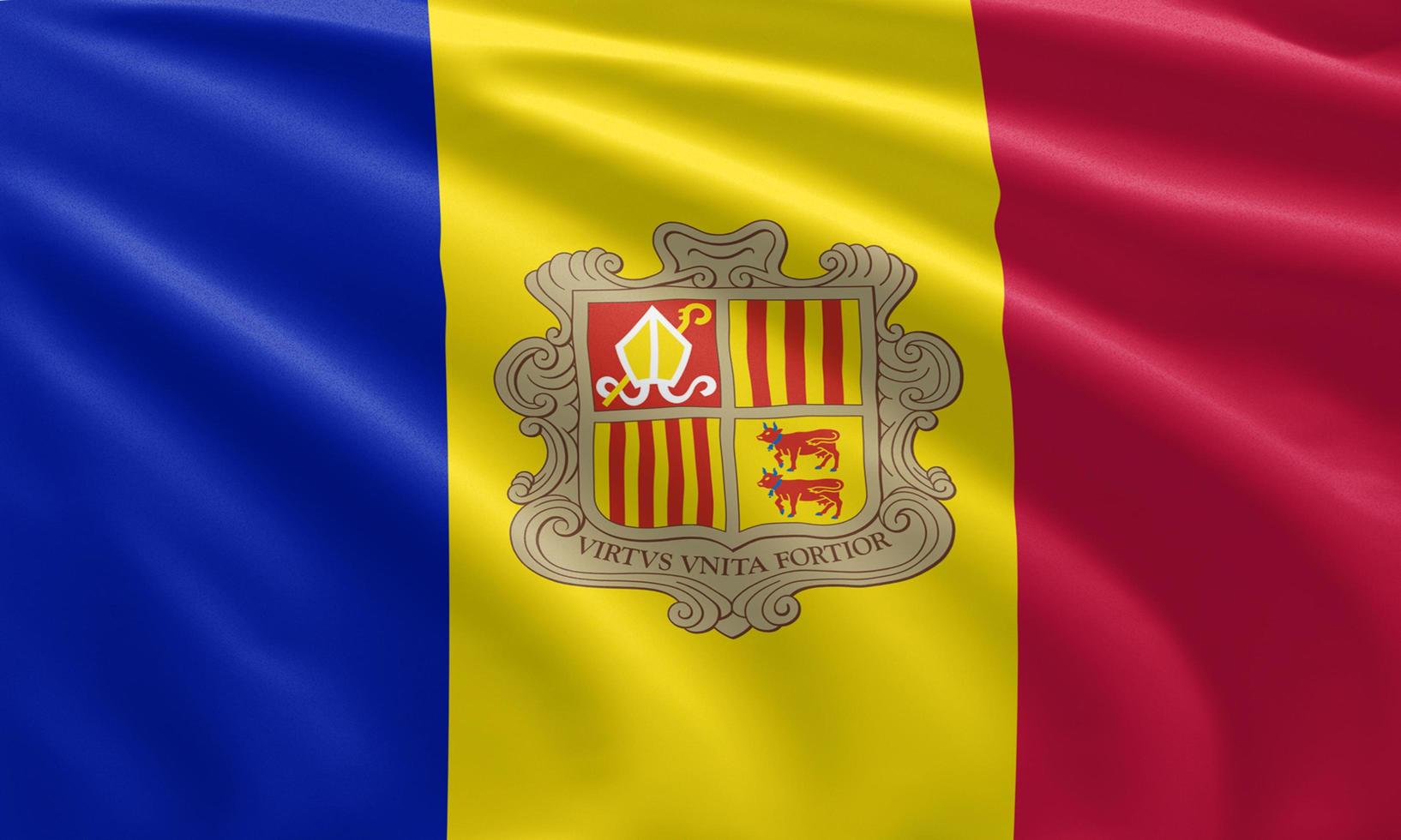 close up waving flag of Andorra photo