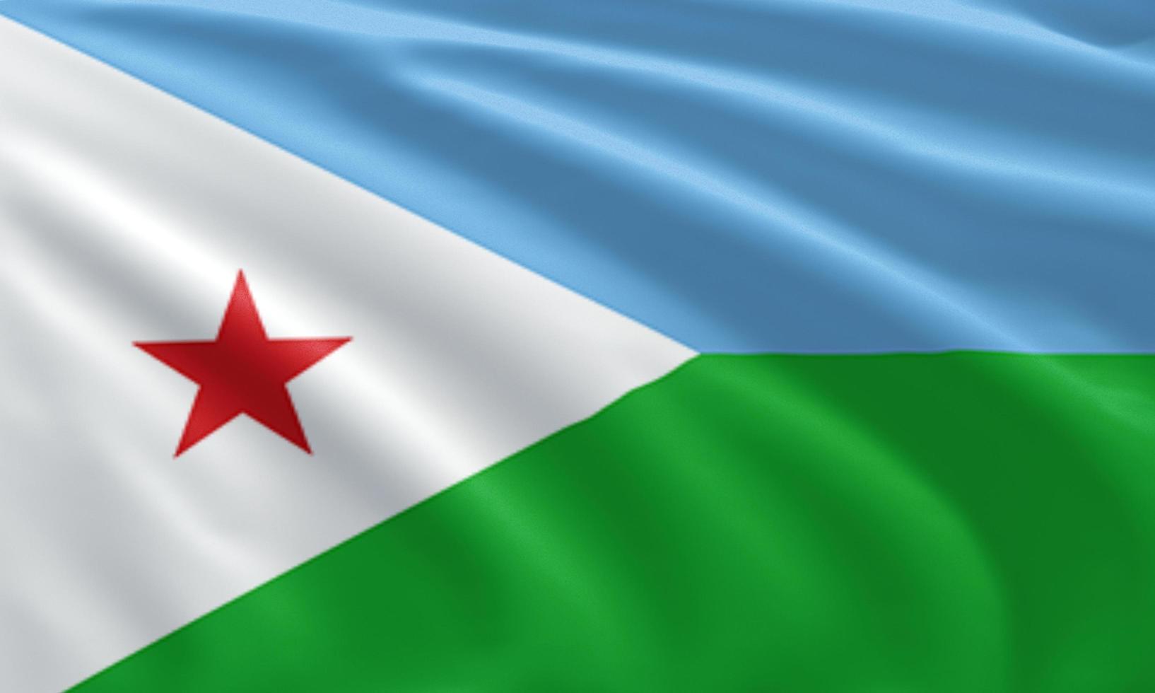 close up waving flag of Djibouti photo