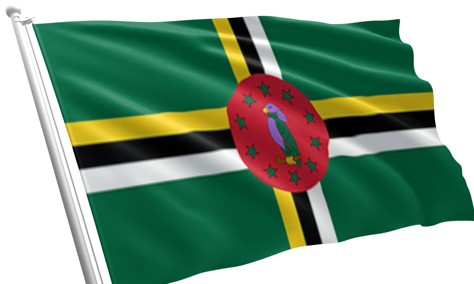 close up waving flag of Dominica photo